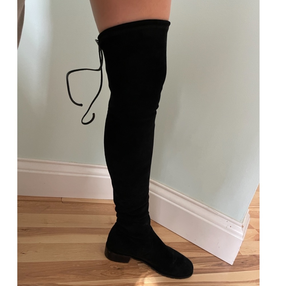 Black suede over the knee boots